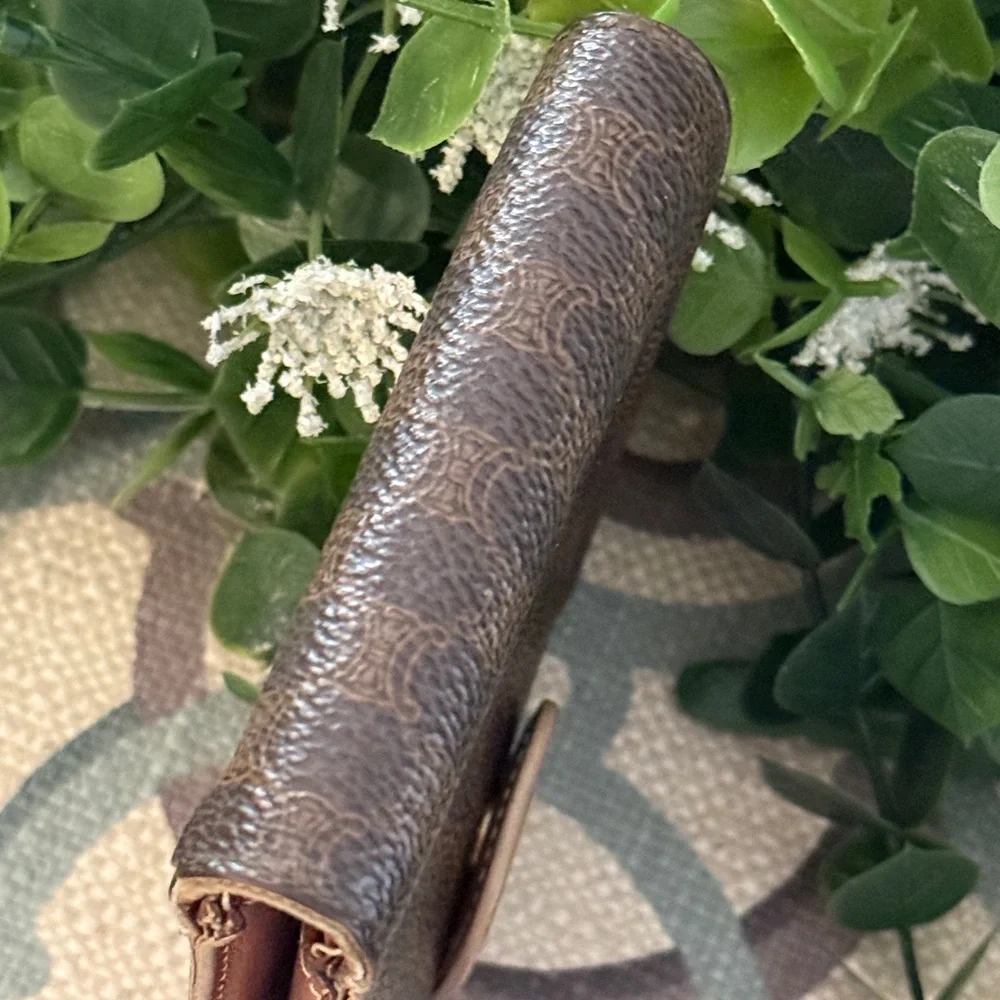 CELINE Macadam PVC Leather wallet Bifold Brown Authentic - Picture 8 of 13